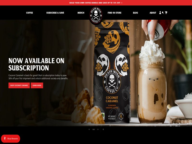 Death Wish Coffee online store homepage