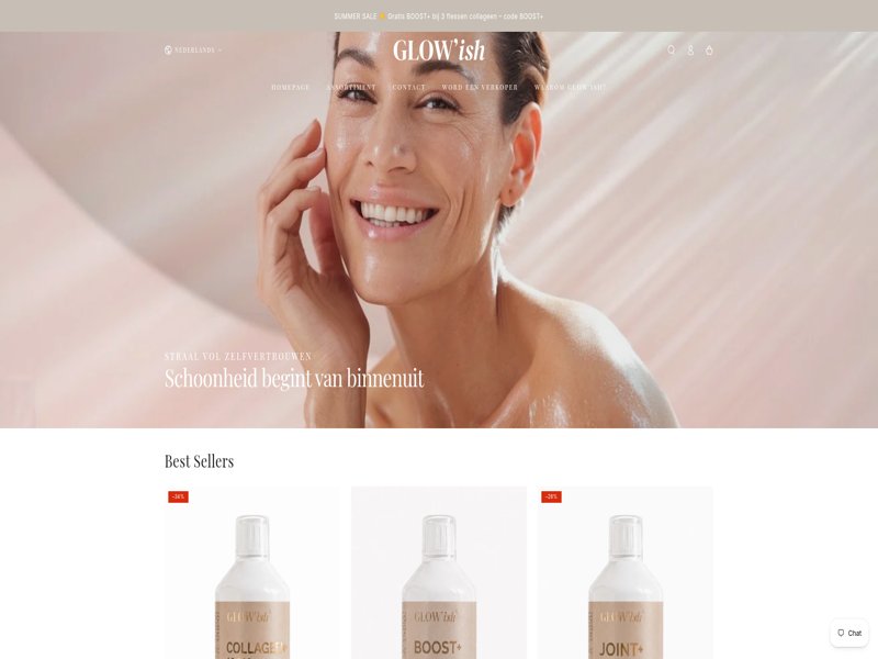 Glow-ish online store homepage