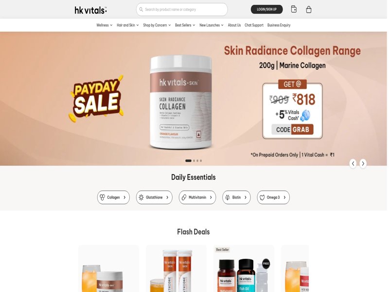 HK Vitals online store homepage