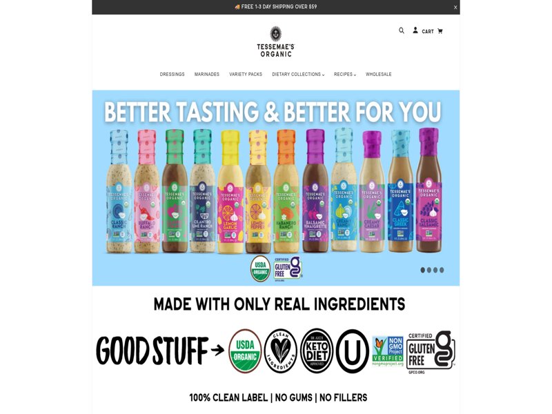 Tessemae's online store homepage